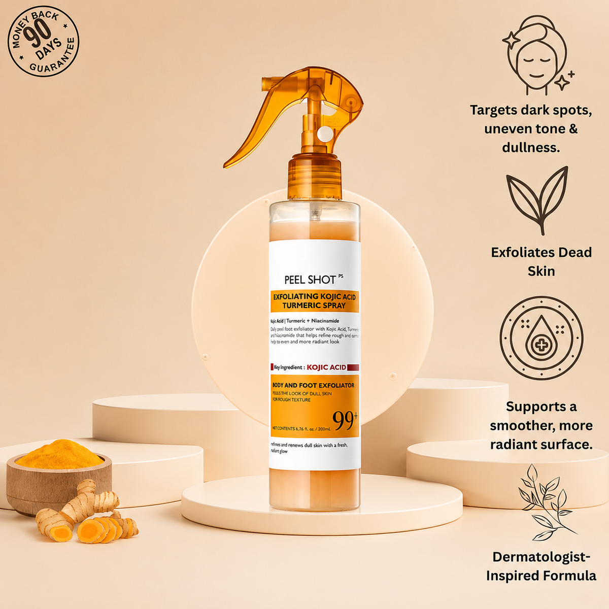 Klivry Peel Shot - Kojic + Turmeric Body Peel Spray